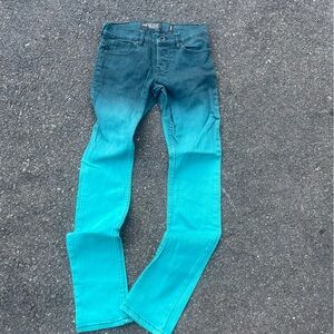XXX RUDE Jeans Mens Skinny 28X32 Turquois/blue Button Fly Denim Jeans Skate
